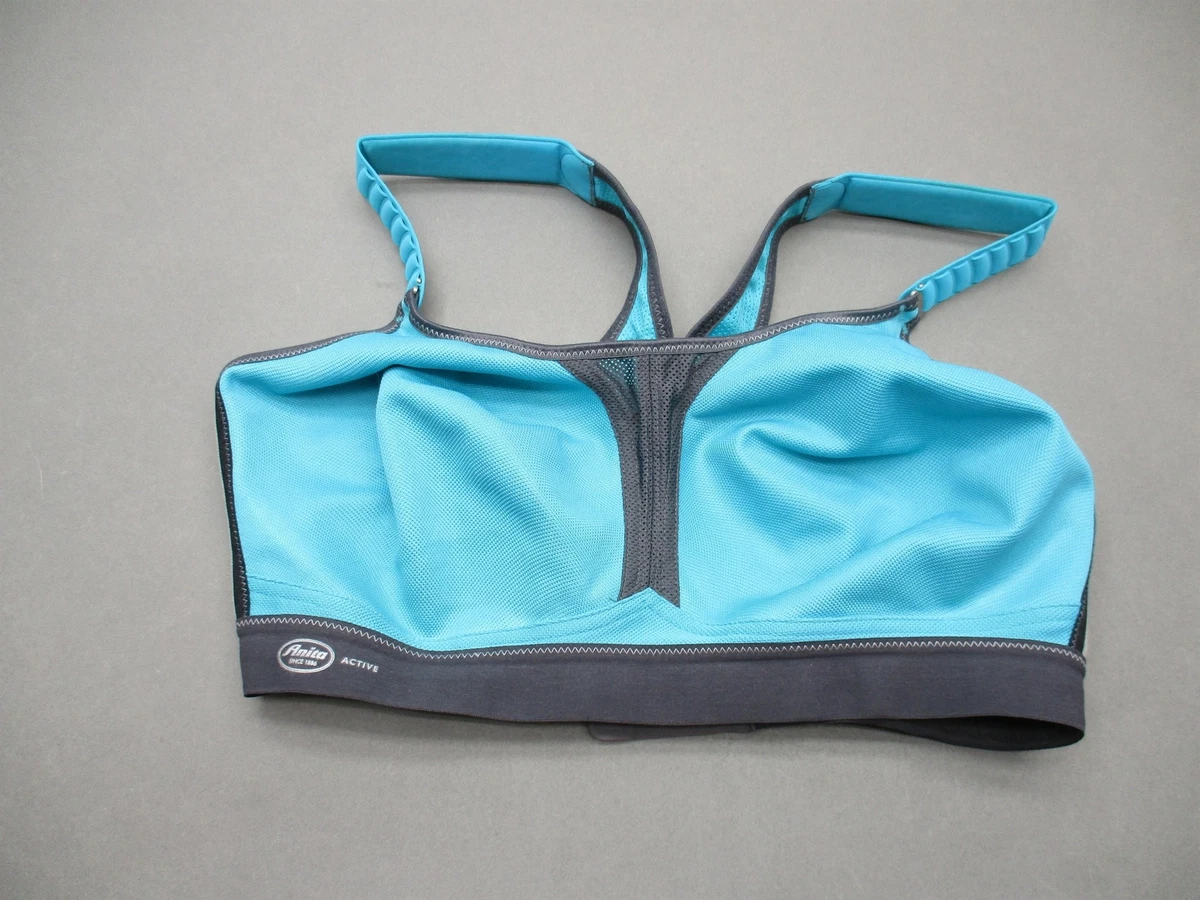 Anita Size M Womens Blue/Gray Wireless Unpadded Sports Bra 2K