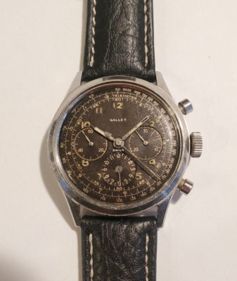 Vintage SS Gallet Multichron ''Jim Clark'' 3 Register Excelsior Park Chronograph