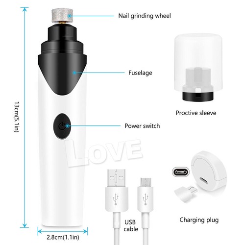 Electric Dog Cat Pet Nail Clippers Nail File Claw Grooming Nail Grinder Trimmer - Picture 2 of 10