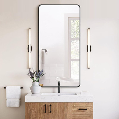 Matte Black 20x40'' Copper-Free Bathroom Mirror with Stylish Metal Frame
