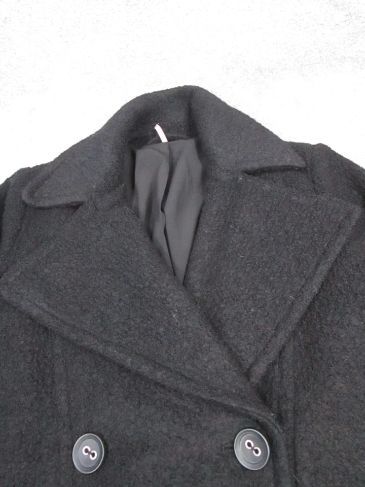Free People Pea Coat Womens Xs Black Wool Blend - Image 2 of 4