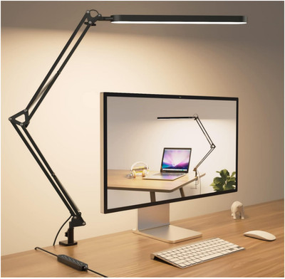 LED Desk Lamp, 5 Colors x 11 Brightness, Timer, Swing Arm, 12W, Black