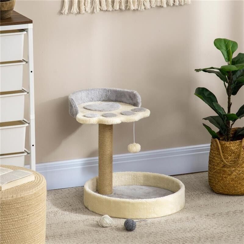 Tiragraffi gatti con lettini, corda juta, peluche, 41x41x44 cm, grigio/beige foto 6