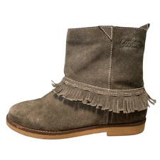 Coolway Size 9 Women's Shoes Grey Afra Fringe Suede Leather Bohemian Boots