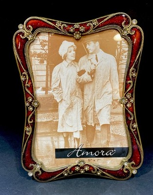 Tabletop Enamel Metal Frame 6x8  For 5x7  Photo By Amora  Crystals