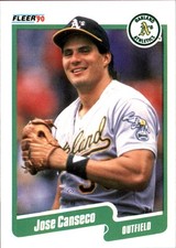 Jose Canseco 1990 Fleer #3 Oakland Athletics FREE SHIPPING AutographDen