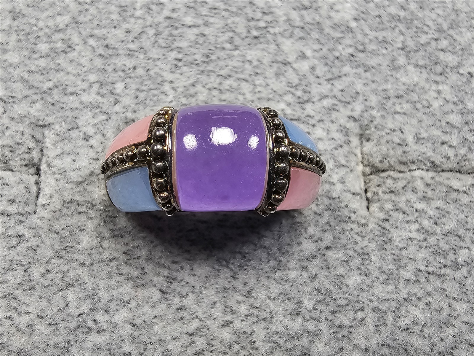 Grandma Grabe's Beautiful Vintage 925 Sterling Silver 6G Multi Stone Ring Size 7