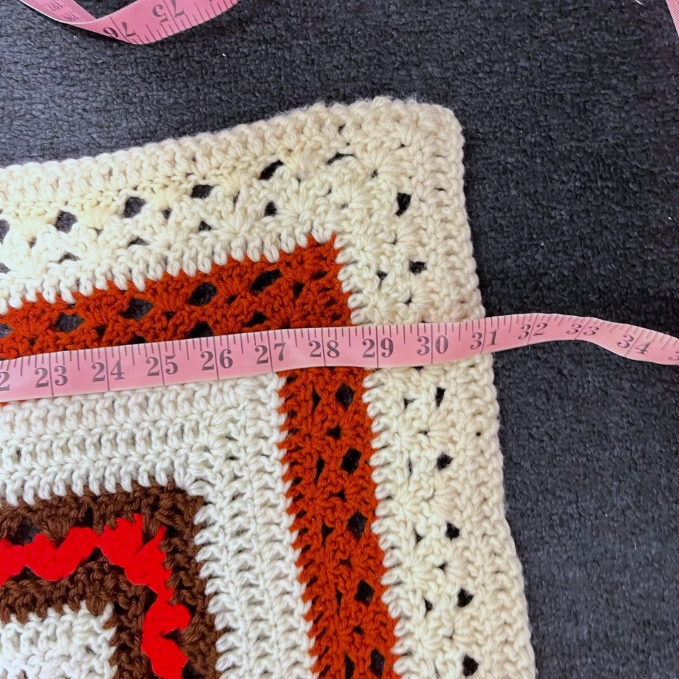 Manta afgana de ganchillo colorida hecha a mano abuela estilo cuadrado 41"x31" Foto 4 de 4