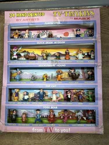 vtg 1961 Complete Set 34 Marx TV-TINYKINS Hanna Barbera Flintstones Yogi Bear