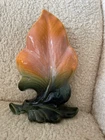 Vintage Hull Art Pottery Orange Green Medley Leaf Shaped Vase #100 USA