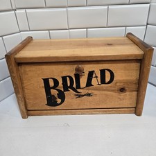 Vintage MCM Wooden Farm House Bread Box Kitchen Storage Rustic 15.5”x 7.5” x 8.5
