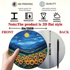 1pc 2D 2D Flat, 1pc, Metal Aluminum Plate Material, Sunflower Field, Clay Style,