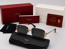 Big C Diamond Cut Frameless Black Lens Gold F...