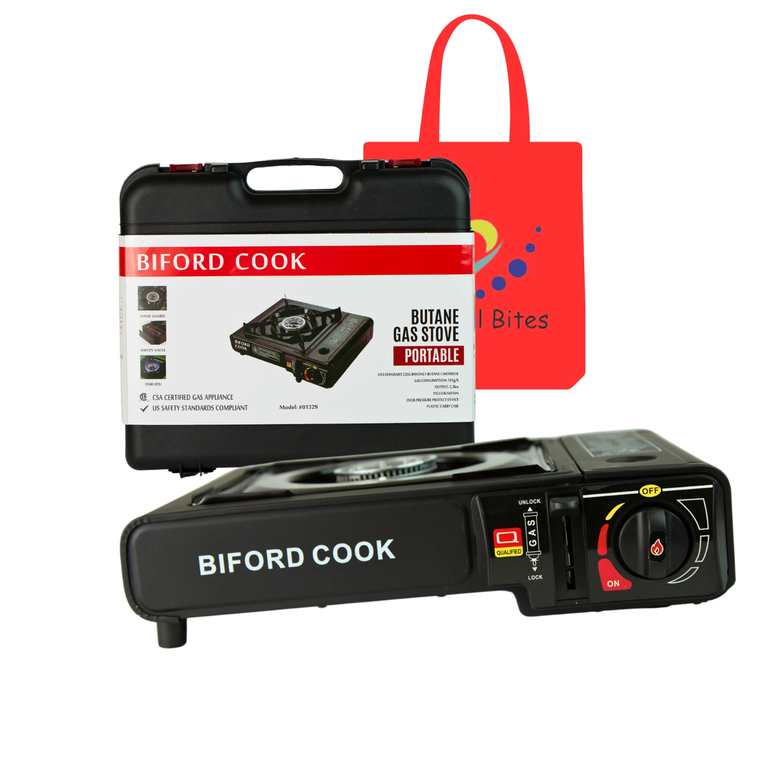 Biford Cook Portable Butane Gas Stove with Carrying Case 9500 BTU Piezo Ignition