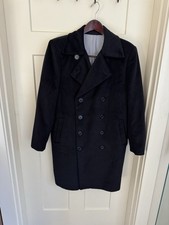Men  s Custom 100 Cashmere Navy Blue Double Breasted Overcoat