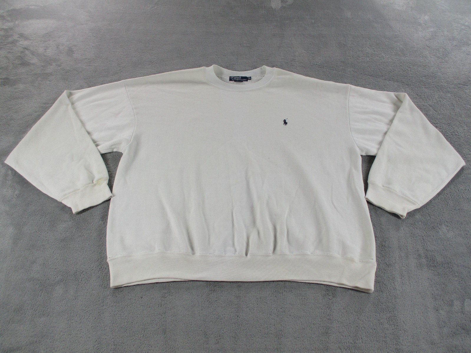 Polo Ralph Lauren vintage felpa girocollo uomo XL bianco blu pony anni 90 USA