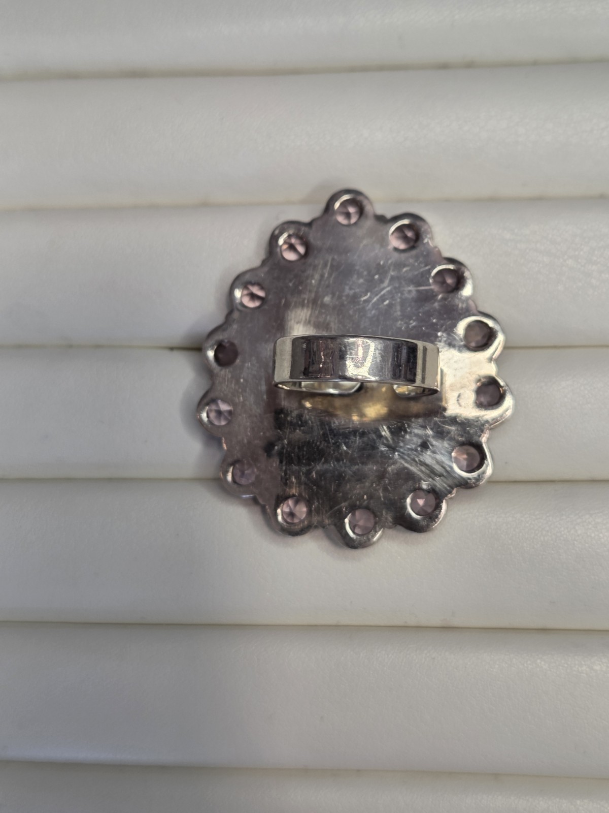 sterling silver pink cluster Statement ring - image 3