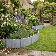 Garden Edging Wood Effect Plastic Lawn Border Palisade Grey Black Brown 2.32m+