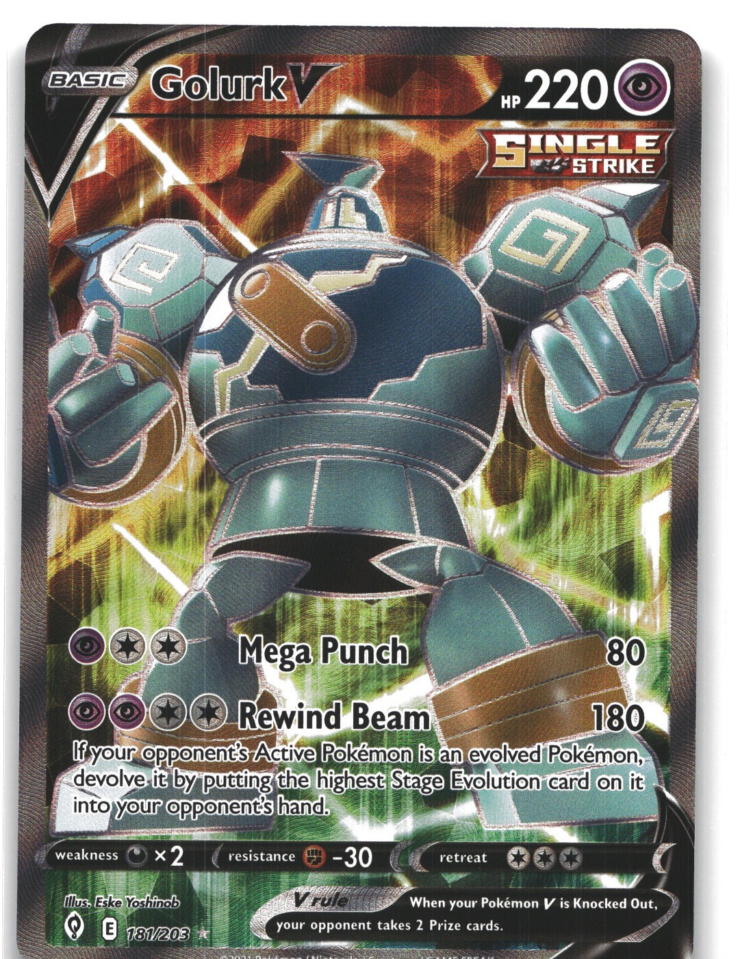 Golurk V 181/203 Evolving Skies Ultra Rare Holo NEAR MINT Pokemon