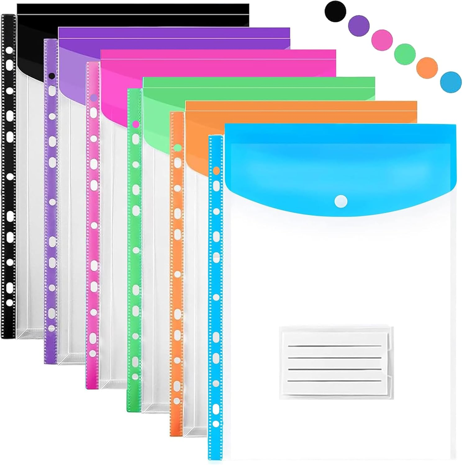 Punched Pockets A4 Plastic Wallets, 11 Holes Expandable Large Capacity Binder Po