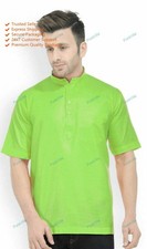 Mens Kurta Indian Shirt Kurta Solid Top Tunic Cotton Large and Tall short Sleeve
