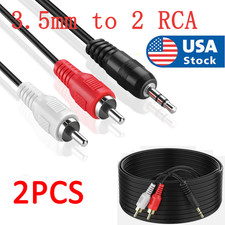 5FT 3.5mm Aux to 2 RCA Male Plug Stereo Audio Cable Adapter Cord