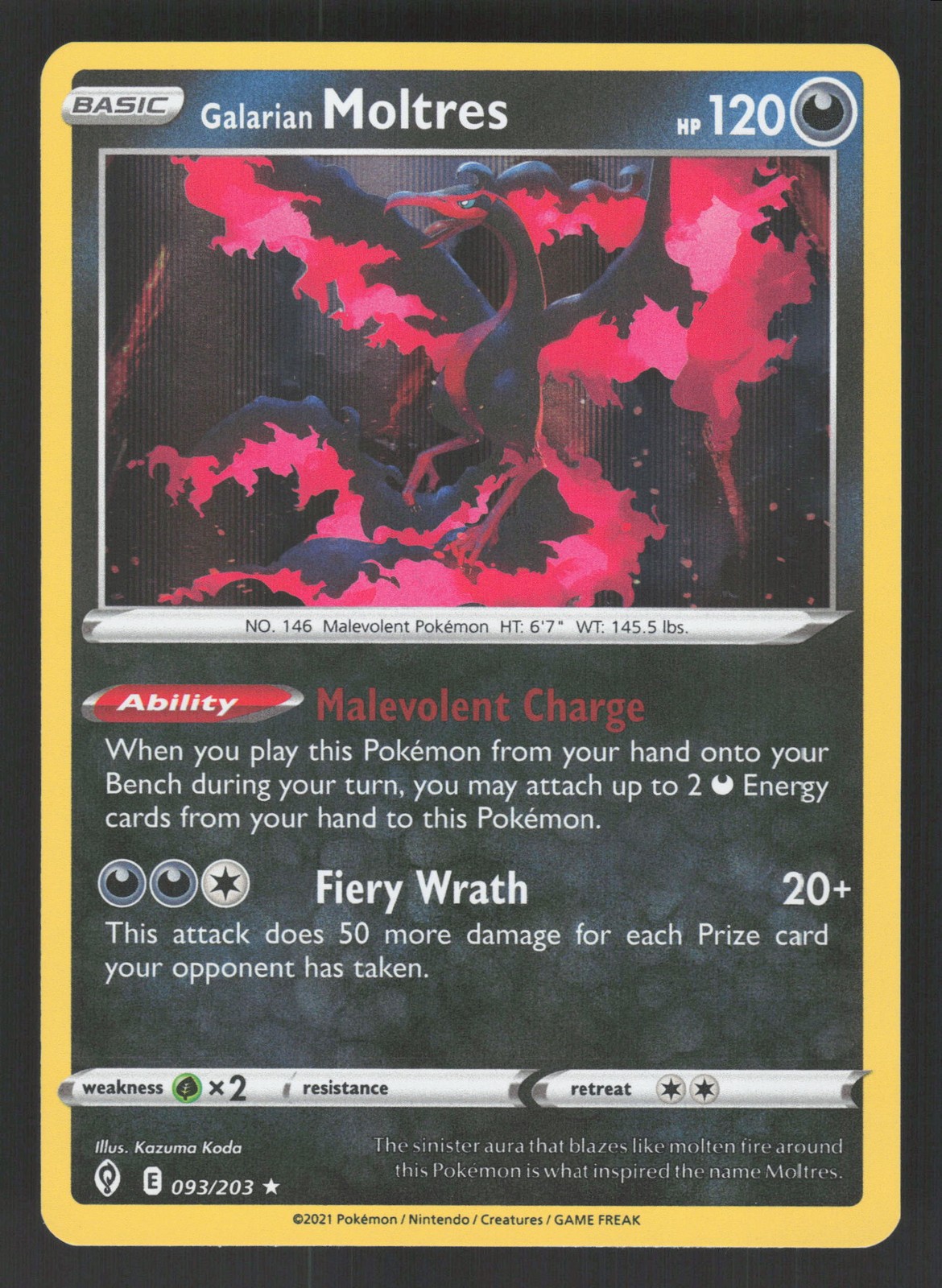 Galarian Moltres 093/203 Holo SWSH07: Evolving Skies NM