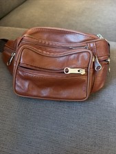 Brown Faux-Leather Fanny Pack - Many Zippers Brand New 