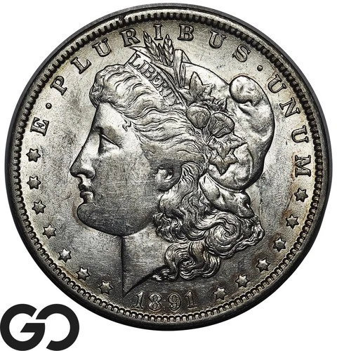 1891-O Morgan Silver Dollar Coin, Choice AU++ Tougher Date