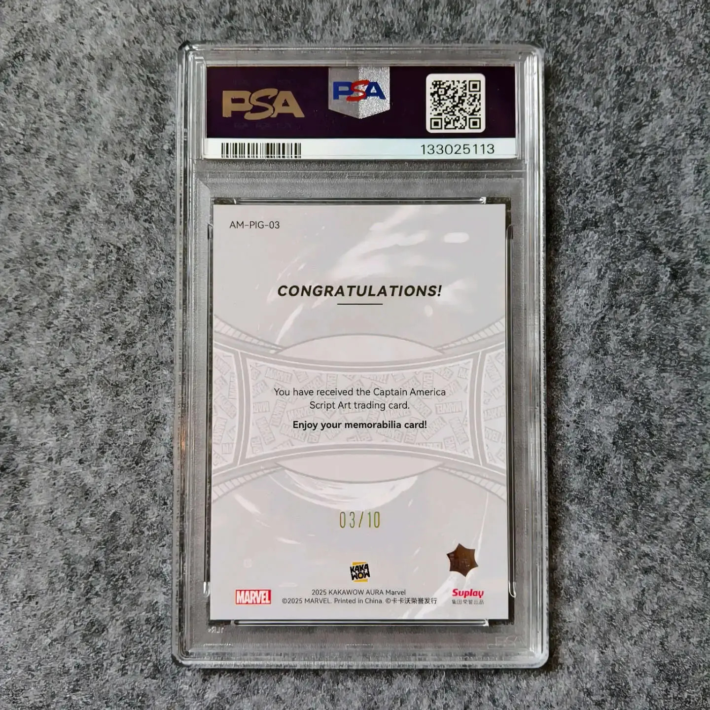 2025 Kakawow AURA Marvel Captain America Gold Auto 3/10 PSA 10 KX36 view 2