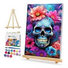 Framed Skull Paint by Numbers Kit for Adults Beginners DIY Wall Art 8x12"
