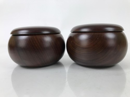 Japanese Go Stone Goishi Game Pieces Set Vtg Igo Brown Resin Bowls Shell GO97 - Picture 4 of 19