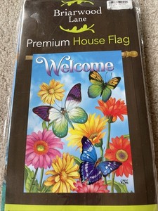 Fluttering Butterflies Flag Welcome Floral Butterfly 28" x 40 Briarwood Land NEW