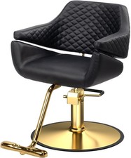 Heavy Duty Barber Salon Chair with Hydraulic Pump - Black Gold Styling Chair New