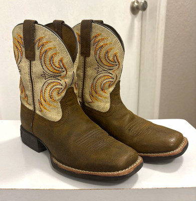 Ariat Boys Western Cowboy Boots Brown Leather US 13