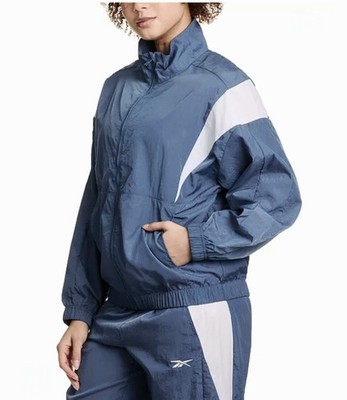 $60 Reebok Women Plus Size Zip-Front Long-Sleeve Colorblocked Jacket