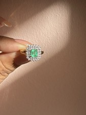 18ct Emerald And Diamond Cluster Ring Size L