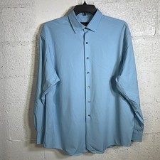 Alfani Men's Regular Fit Travel Solid Dress Shirt Horizon Blue 17-17.5 34-35 70