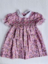 VTG 80'S C A PINK FLORAL PLEATED SMOCKED LACE PRAIRIE DRESS 18-24MOS