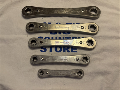 #ad Vintage Sears Craftsman USA 5pc 12pt Metric Ratcheting Box Wrench Set $61.00