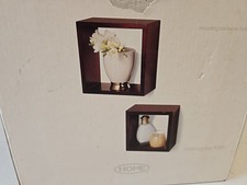 2 Wooden Square Shelves 8" 6" Mahogany Finish Hardware provided