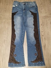 DG2 Diane Gilman Jeans Womens 14 Fit 32x31 Western Cowgirl Faux Suede Studded