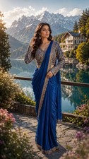 STEPNSHOP PARTY WEAR READY TO WEAR SAREE WITH SEQUENCE WORK INDO WESTERN 23313
