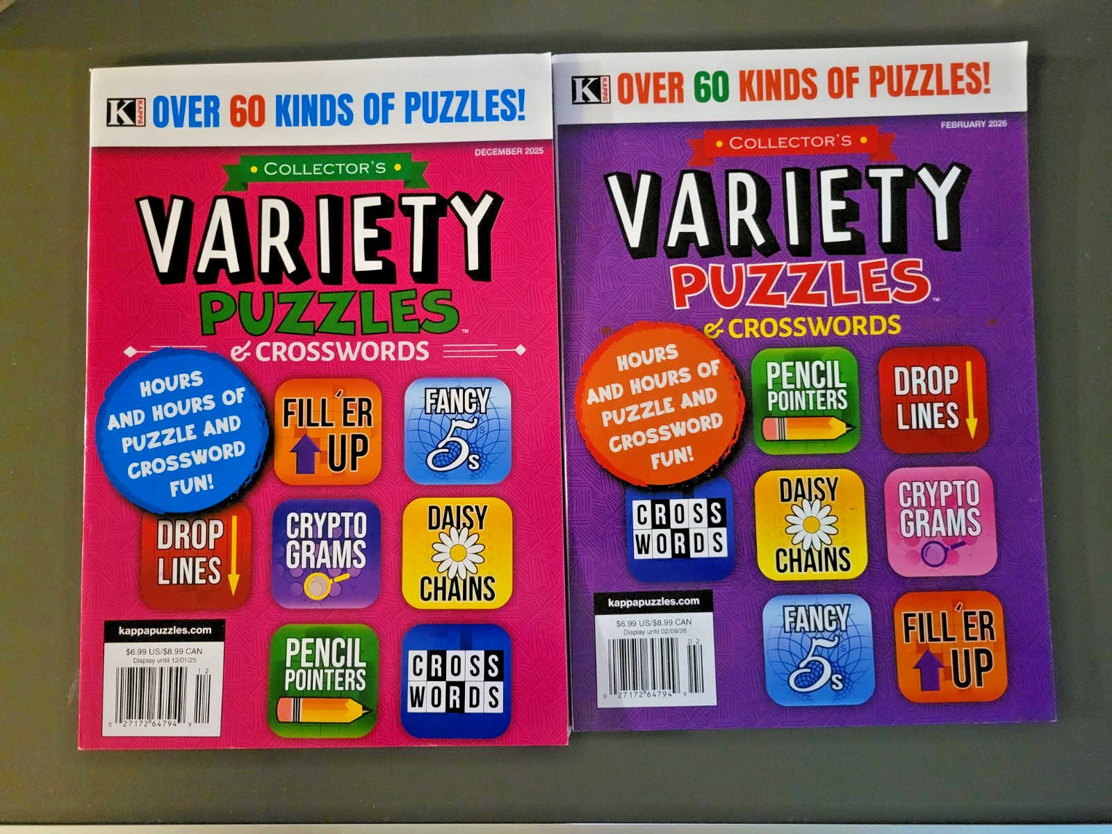 Lot of 2 KAPPA Collector's Variety Puzzles & Crosswords - 60 Kinds of Puzzles!