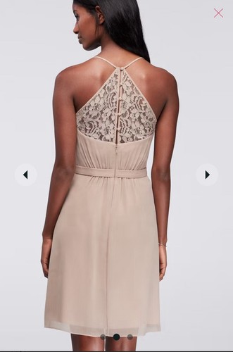 NWT David’s Bridal Black Cocktail Dress Sz 10 Lace Chiffon LBD Date Night - Picture 6 of 17