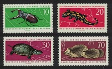 Beetle Salamander Turtle Hedgehog Fauna 4v GDR 1963 MNH SG#E699=E703 MI#978=982