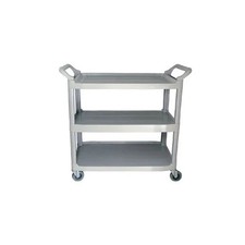 Winco UC-2415G 32 Plastic Bus Cart 3 Shelf Handles 330 lb Capacity Plastic Gray