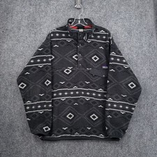 Patagonia Synchilla Snap T Fleece Sweater Mens Large Gray Aztec Southwestern