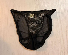 Vintage Nylon String Bikini Panties Sz S Black / White
