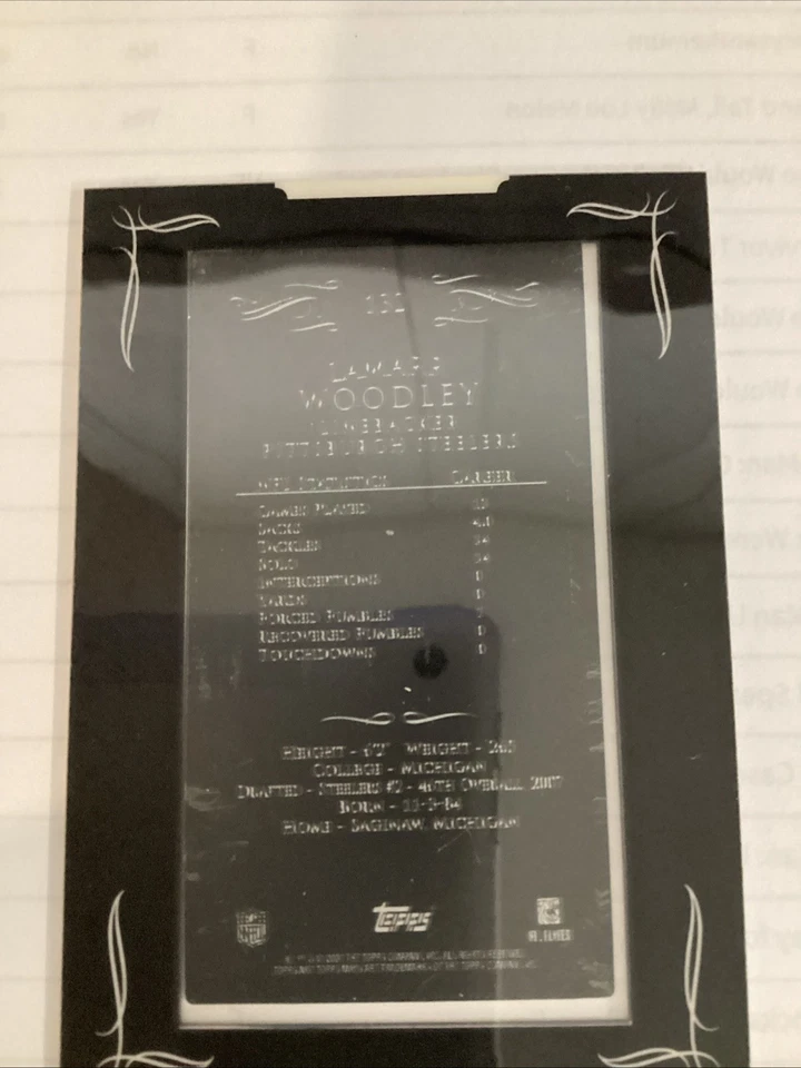 2008 Topps Mayo Mini 1/1 Printing Plate Lamar Woodley - Image 4 of 4